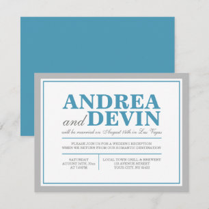 Grau & Blau Hochzeitsempfang NUR Einladungen