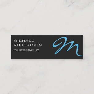 Grau Blau Monogramm Fotograf Geschäftskarte Mini Visitenkarte