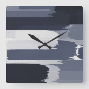 Grau-Blau-Pinselstriche Quadratische Wanduhr