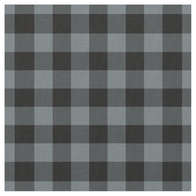 Grau Blau & Schwarz Karo Gingham Stoff (Nahaufnahme)