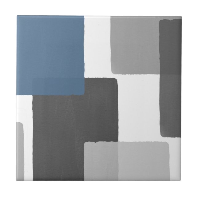 Grau Blau Weiße Geometrie Moderne Minimalistisch Fliese (Vorderseite)