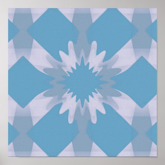 Grau-blaue moderne Blumenmuster aus der Mitte des Poster