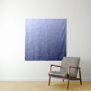Grau-blauer Farbverlauf geometrisches Netz Muster Wandteppich