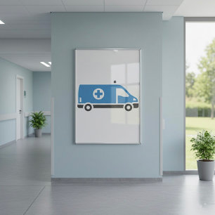 Grau-Blaues Rettungswagenplakat Poster