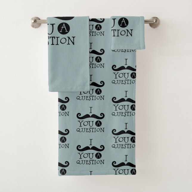 Grau Blue Mustache Spaß Badhandtuch Set (Insitu)