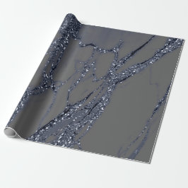 Grau Blue Navy Grafit Glitzer Marble Stone Lux Geschenkpapier