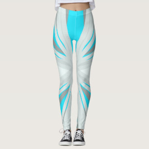 Grau Blue White Winter Christmas Star Gym Yoga Leggings