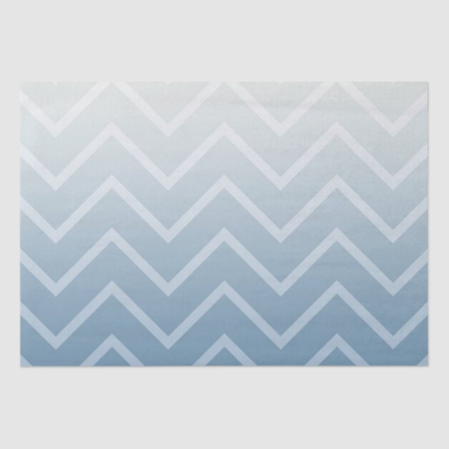 Grau Blue White Zickzack Ombre Seidenpapier (Vorderseite)