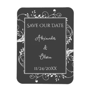 Grau Blüh Save the Date Magnet