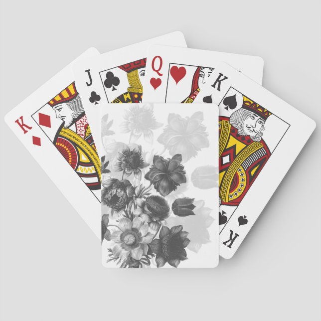 Grau Blume Bouquet Custom Playing Cards Spielkarten (Rückseite)
