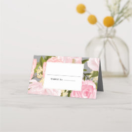 Grau | Blush Pink Peonies Watercolor Wedding Platzkarte