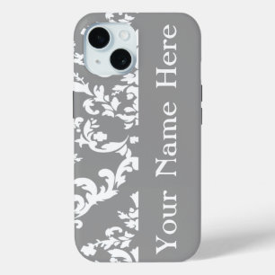 Grau Bold Damask w/ name @ Emporiomoffa Case-Mate iPhone Hülle