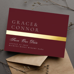 Grau Bordeauxrot Burgunderrot Gold Streifen Save T Folieneinladung