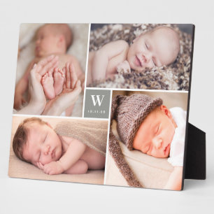 Grau Box Einfache Monogram Neue Baby Foto Collage Fotoplatte