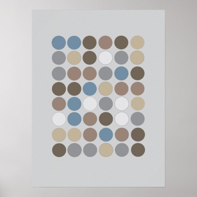 Grau-Braun- und Slate-Blue-Circles-Muster Moderne Poster (Vorne)
