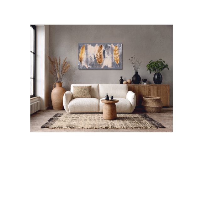 Grau Brown Feathers Aquarellbilder Canvas Print Leinwanddruck (Von Creator hochgeladen)