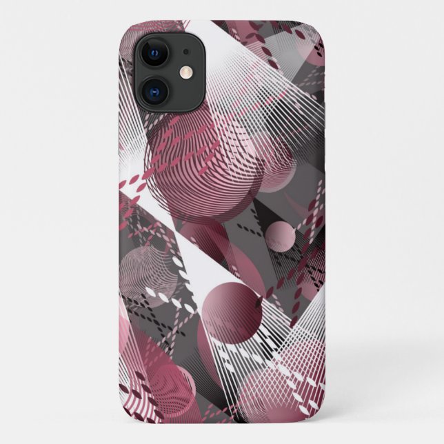 Grau, Burgund, weiß abstraktes Muster. Case-Mate iPhone Hülle (Rückseite)