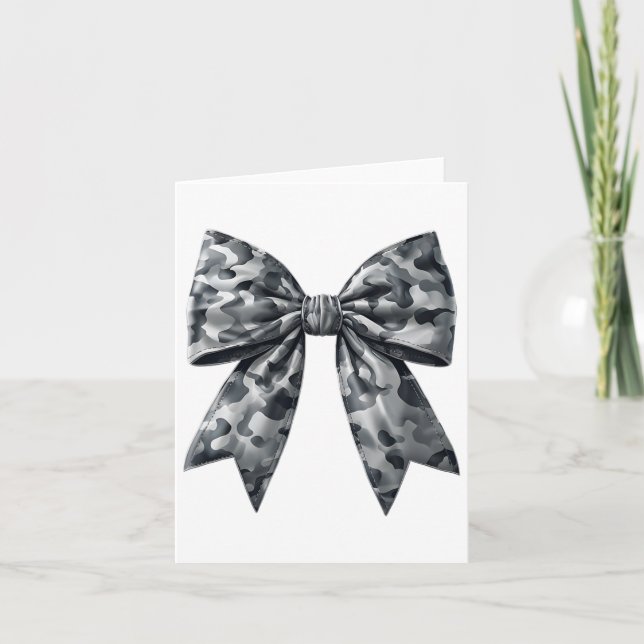 Grau Camouflage Bow Jagd Girl Karte (Vorderseite)
