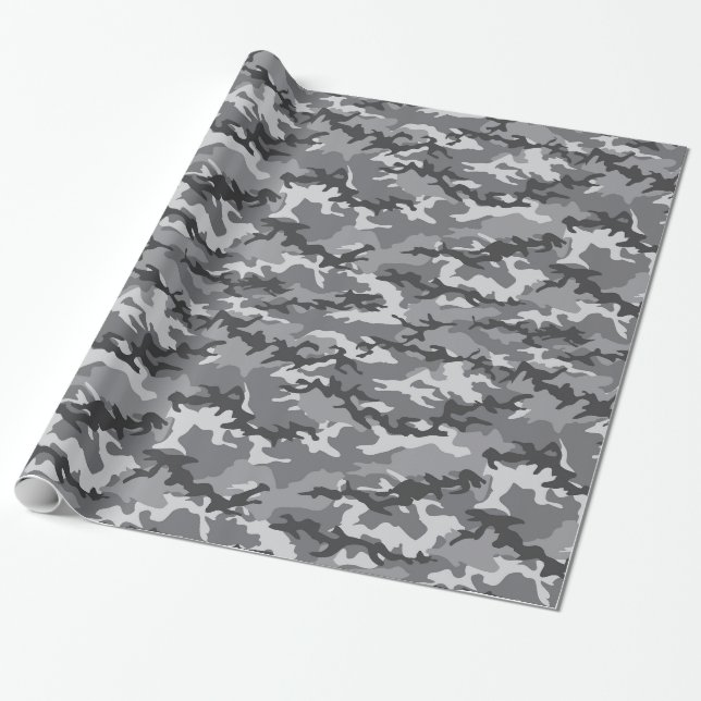 Grau-Camouflage Camouflage Wrapping Paper Geschenkpapier (Ungerollt)