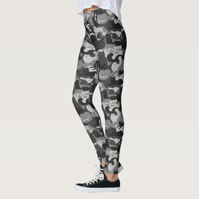 Grau Camouflage Cats Muster Grau Kitty Cats Camouf Leggings (Links)