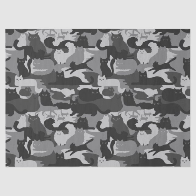 Grau Camouflage Cats Muster Grau Kitty Cats Camouf Seidenpapier (Vorderseite)