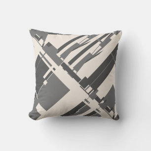 Grau Charcoal Beige Südwest Art Look Diagonal  Kissen