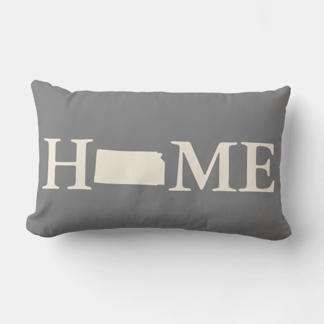 Grau & Cream Zuhause Staat Kansas Diamonds Muster Lendenkissen (Vorderseite)