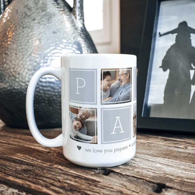 Grau | Custom Papaw 5 Foto Colorblock Collage Kaffeetasse (Von Creator hochgeladen)