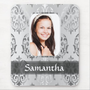 Grau-Damast-Grenze für personalisiertes Foto Mousepad