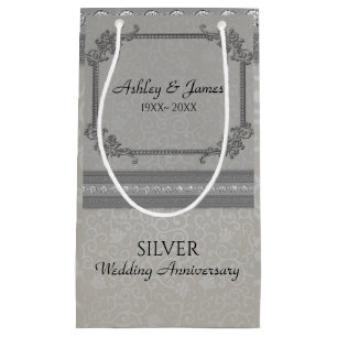 Grau Damast und Diamanten Kleine Geschenktüte