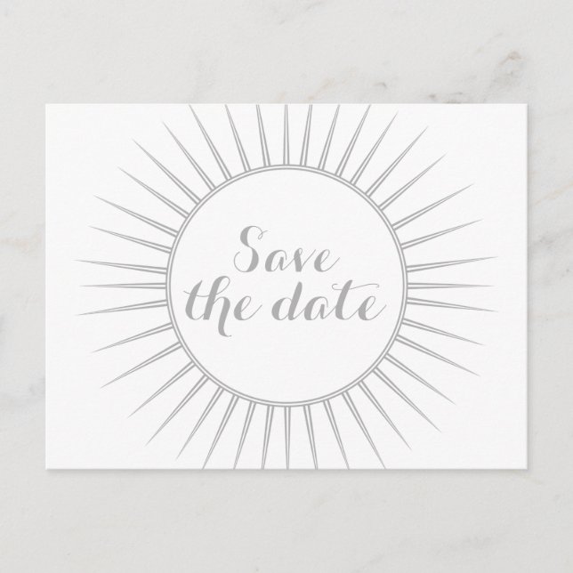 Grau Deko Retro Save the Date Postkarte (Vorderseite)