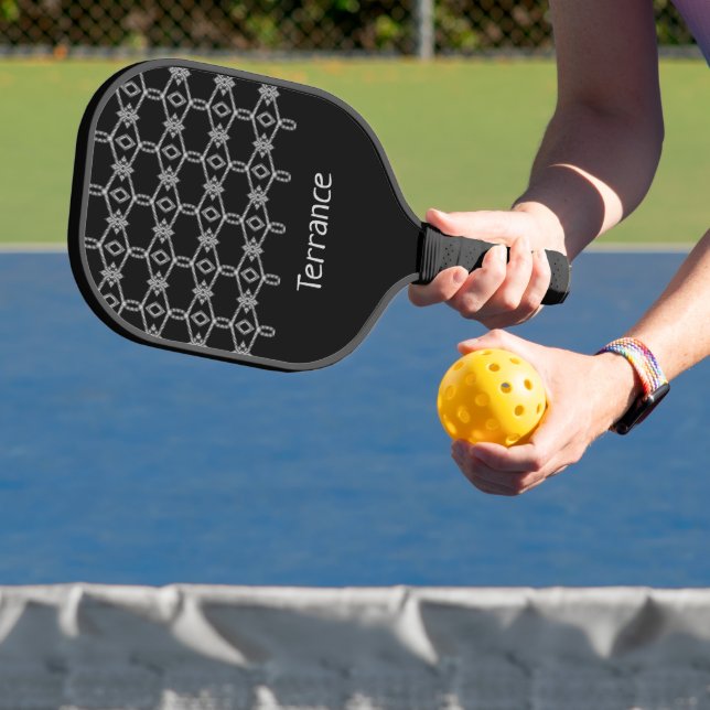 Grau dekoratives Seil, das schwarz umzäunt Pickleball Schläger (InSitu)