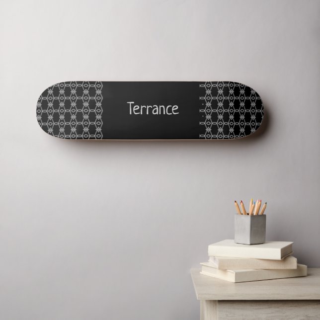 Grau dekoratives Seil, das schwarz umzäunt Skateboard (Wandkunst (Horz))