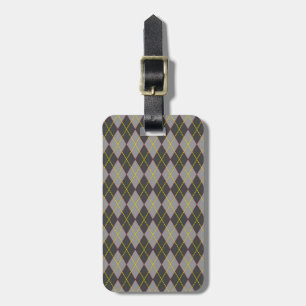 Grau Diamond Tartan Gepäckanhänger mit Ledergurt