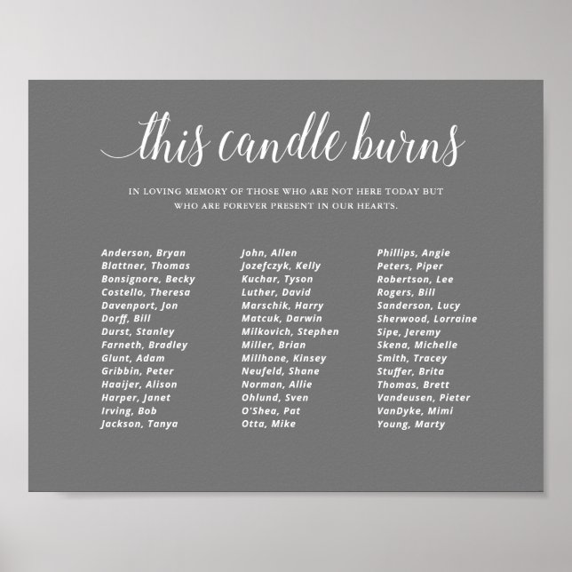 Grau dieses Candle Burns School Wiedersehen Memori Poster (Vorne)