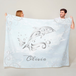 Grau Dolphin Personalisiert Fleece Blanket