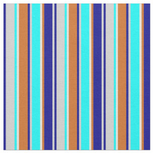 Grau, Dunkelblau, Schokolade, Beige und Cyan Lines Stoff