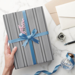Grau & Dunkelgraue dicke und dünne Streifen Geschenkpapier