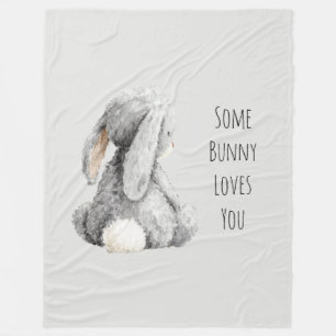 Grau Ein Hase liebt dich Fleecedecke
