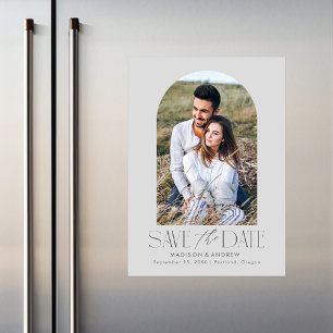 Grau Einfaches modernes Foto Save the Date Magneteinladung