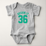 Grau & Emerald Green Baby | Sports Jersey Design Strampler<br><div class="desc">Grau & Emerald Green Baby | Sports Jersey Design - Baby Football Bodysuit</div>
