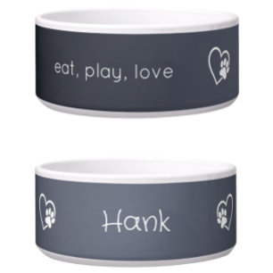 Grau Essen Spielen Liebe Individueller Hundename N Napf