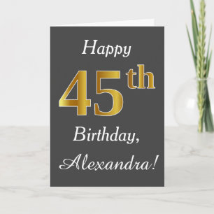 Grau, Faux Gold 45. Geburtstag + Benutzerdefiniert Karte