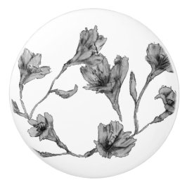 Grau Floral Watercolor Keramikknauf