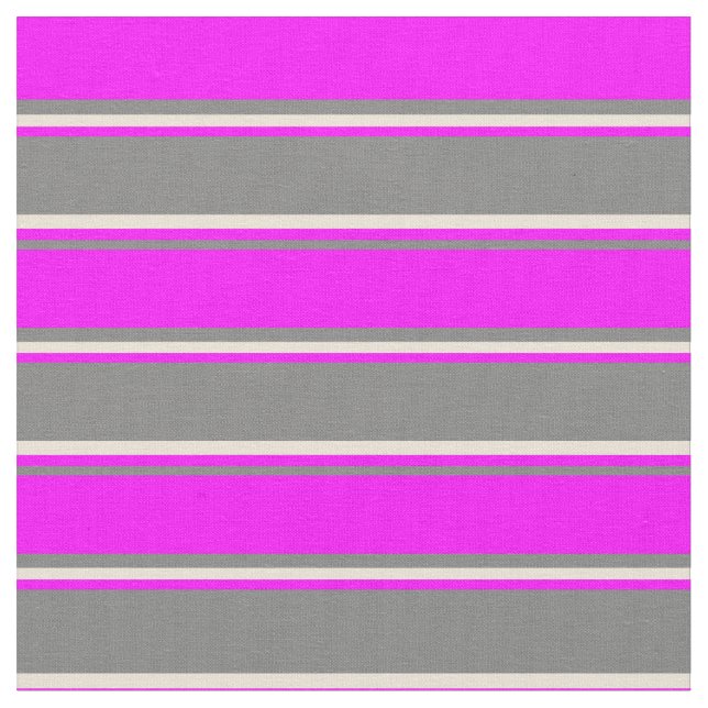 Grau, Fuchsia und Bisque Striping Muster Stoff (Nahaufnahme)