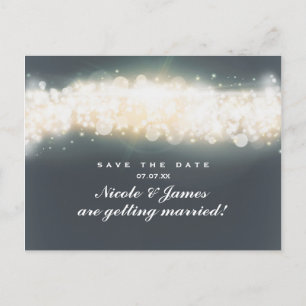 Grau-Funkeln-Lichtblast Save the Date Postkarte