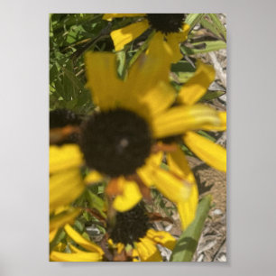Grau für einen Tag Gelber Blumenprint Poster