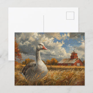 Grau Gänse Bauernhof Postkarte