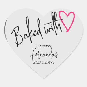 Grau gebacken mit Liebe Backen aus der Küche Herz-Aufkleber