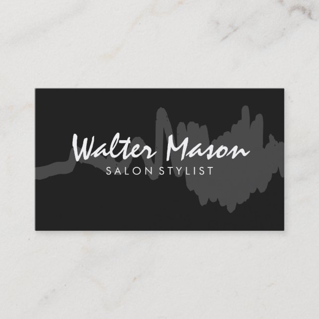 Grau gebürstete Künstlerin auf schwarz Visitenkarte (Vorderseite)